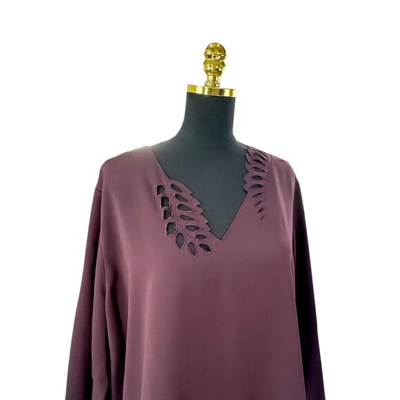 Plus Size- Alfani Laser Cut Plum Blouse - Size XXL - Picture 5 of 9